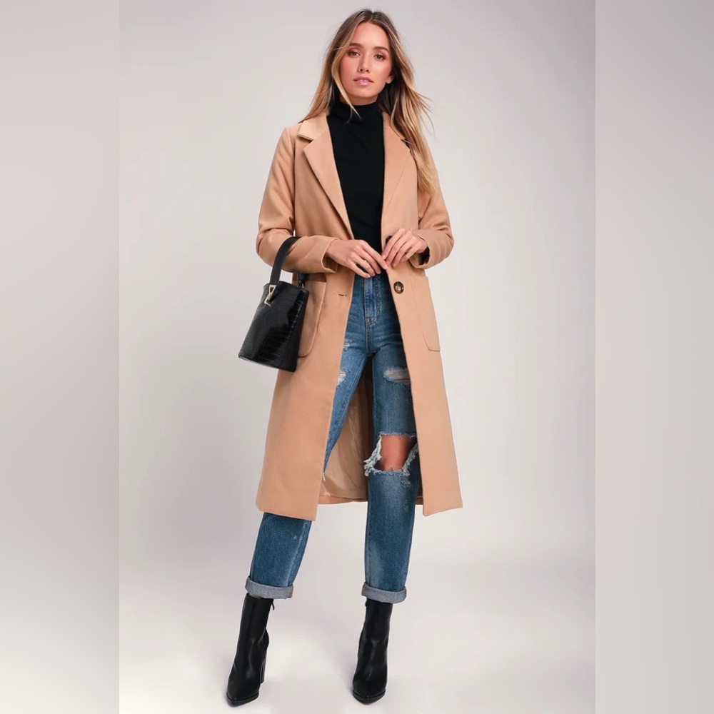 Lulus Style Squad Tan Long Coat (XS)